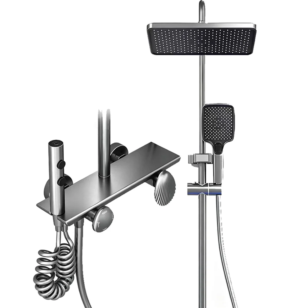 Modern Brass Bathroom Shower Set 4 Modes Showers Faucet Rainfall Shower System Wall Mounted Waterfall Bathtub Hot Cold Mixer Tap
Modern Brass Bathroom Shower Set 4 Modes Showers Faucet Rainfall Shower System Wall Mounted Waterfall Bathtub Hot Cold Mixer Tap