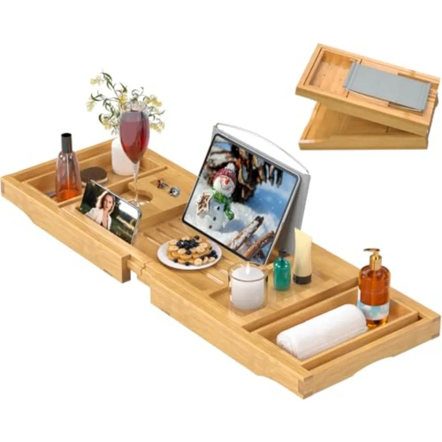 Bathtub Caddy Tray for Tub Foldable Bath Table Trays Bamboo Shelf with Book and Wine Glass Holder Bathroom Accessories Suitable
Bathtub Caddy Tray for Tub Foldable Bath Table Trays Bamboo Shelf with Book and Wine Glass Holder Bathroom Accessories Suitable