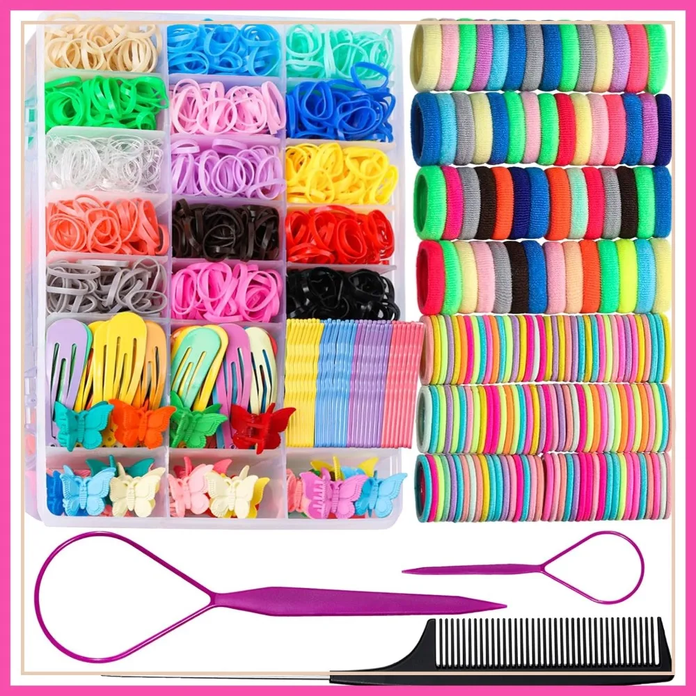 Elastic Hair Ties Set with Clips, Colorful Rubber Bands for Hair, Hair Accessories for Girls
Elastic Hair Ties Set with Clips, Colorful Rubber Bands for Hair, Hair Accessories for Girls
