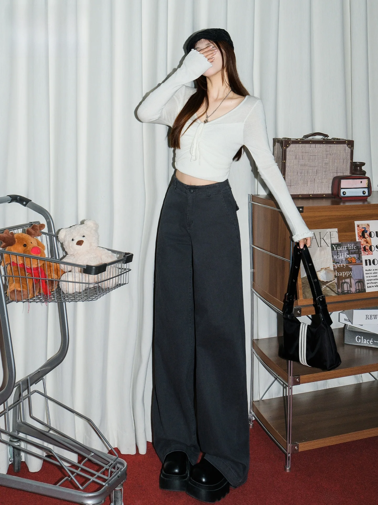 High Waist Straight Leg Wide Leg Pants Women's Loose Fit Casual Trousers Cargo Style Loose Hanging Sensation Spring Summer
High Waist Straight Leg Wide Leg Pants Women's Loose Fit Casual Trousers Cargo Style Loose Hanging Sensation Spring Summer