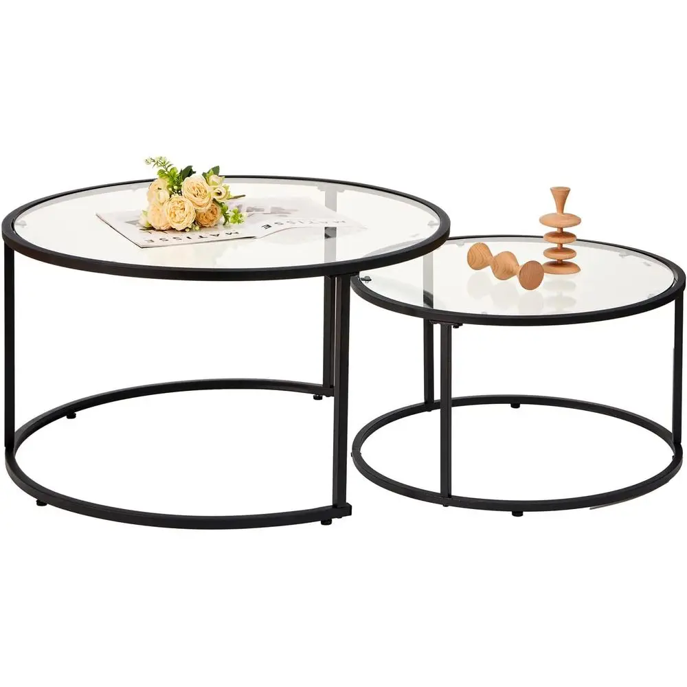Round Tempered Glass Coffee Table Set for Living Room and Bedroom, Space-Saving with Adjustable Height (Large Size + Black)
Round Tempered Glass Coffee Table Set for Living Room and Bedroom, Space-Saving with Adjustable Height (Large Size + Black)