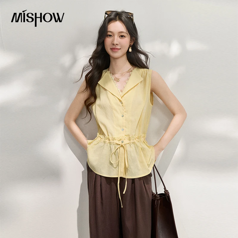 MISHOW Solid Color Sleeveless Blouse Women 2026 Summer V-Neck Lace Waist Drawstring Slim Commuting Breathable Shirt MXF27X2712
MISHOW Solid Color Sleeveless Blouse Women 2026 Summer V-Neck Lace Waist Drawstring Slim Commuting Breathable Shirt MXF27X2712