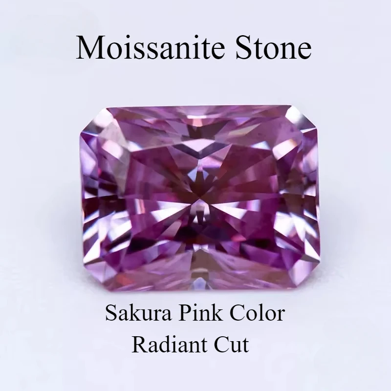Moissanite Stone Radiant Cut Sakura Pink Color Gemstone Lab Grown Diamond DIY Jewelry Rings Earrings Making With GRA Certificate
Moissanite Stone Radiant Cut Sakura Pink Color Gemstone Lab Grown Diamond DIY Jewelry Rings Earrings Making With GRA Certificate