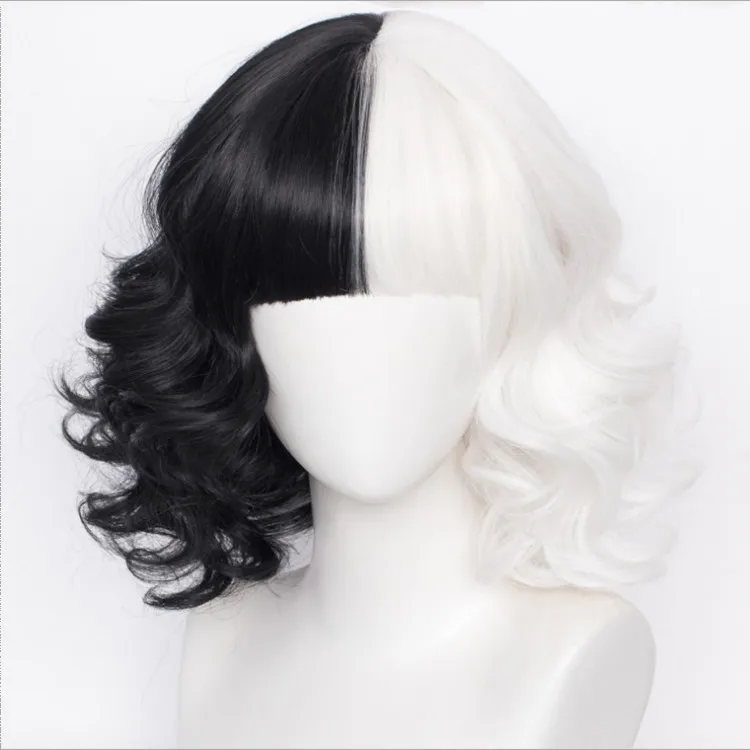 Faionable Women's Cosplay ort Curl Wig Bla And White Devil Cruella High Temperature Silk Hair Extension Piece
Faionable Women's Cosplay ort Curl Wig Bla And White Devil Cruella High Temperature Silk Hair Extension Piece