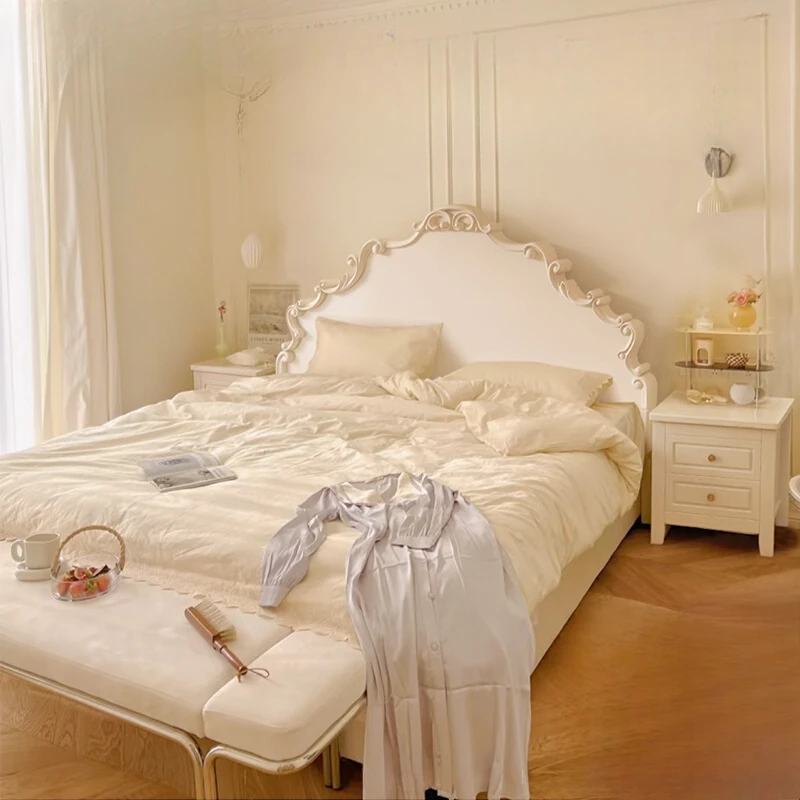 American Solid Wood Bed Princess Modern Aesthetics Cream Wind Bed Light Luxury Bedroom Double Sleeping Fashion Muebles Furniture
American Solid Wood Bed Princess Modern Aesthetics Cream Wind Bed Light Luxury Bedroom Double Sleeping Fashion Muebles Furniture