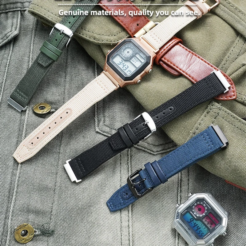 Waterproof canvas wristband 18mm for Casio AE1200/1300/1500 retro small square series nylon canvas mountaineering watch strap
Waterproof canvas wristband 18mm for Casio AE1200/1300/1500 retro small square series nylon canvas mountaineering watch strap