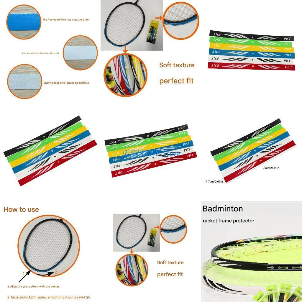 G6DE Rackets Protective Wear-Resistant Bat Frame Sticker Badminton Racquet Tape