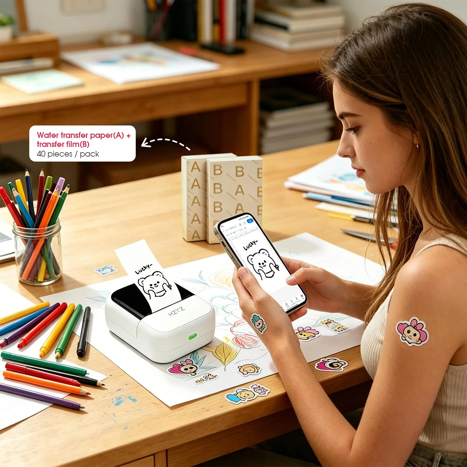 Portable Bluetooth Thermal Label Printer, 1200mAh Inkless Mini Sticker Maker, 15-50mm Print Width for DIY Stickers/Tattoo
Portable Bluetooth Thermal Label Printer, 1200mAh Inkless Mini Sticker Maker, 15-50mm Print Width for DIY Stickers/Tattoo