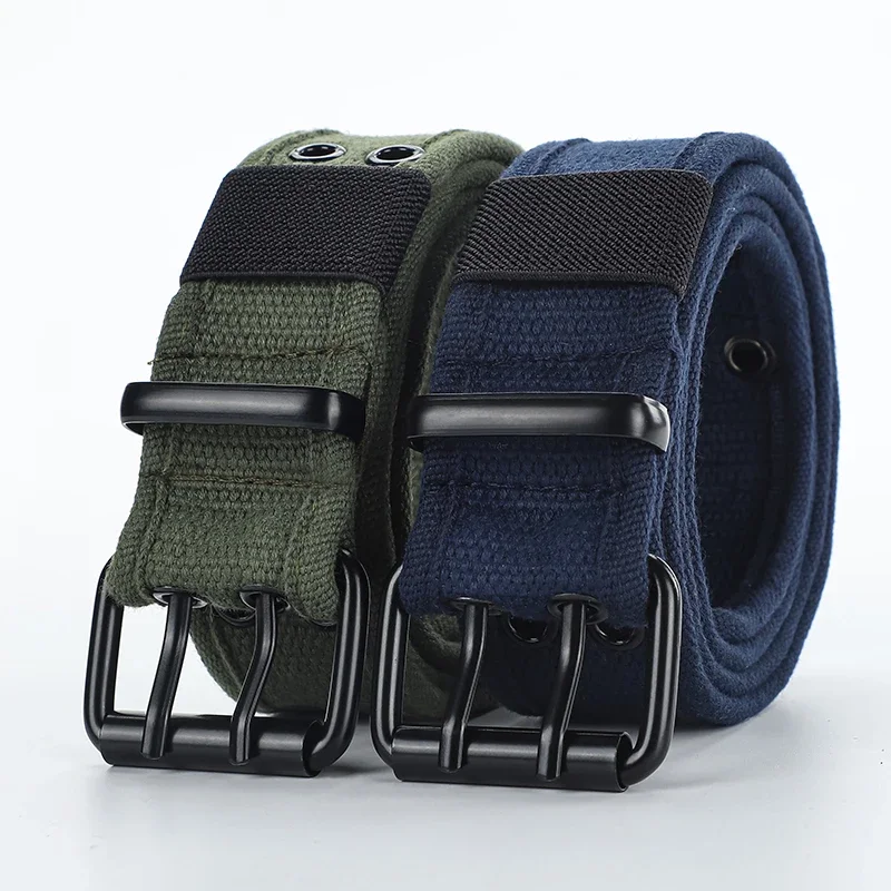 Men's and women's double button canvas waistband, work style, full hole needle buckle belt, sturdy and durable jeans for student
Men's and women's double button canvas waistband, work style, full hole needle buckle belt, sturdy and durable jeans for student