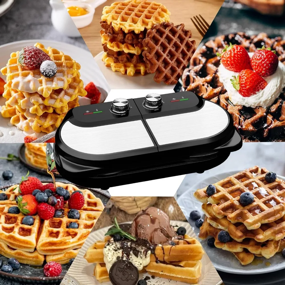 Double Waffle Maker 6 Inch, for Breakfast and Snacks, Stainless Steel Waffle Iron with Nonstick Plates, Cool-Touch Handles
Double Waffle Maker 6 Inch, for Breakfast and Snacks, Stainless Steel Waffle Iron with Nonstick Plates, Cool-Touch Handles
