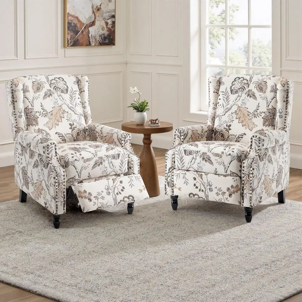 2-Piece Recliner Chairs Set, Fabric Upholstered Armchairs with Pushback, Accent Chairs for Living Room, Club Chairs with Rivet T
2-Piece Recliner Chairs Set, Fabric Upholstered Armchairs with Pushback, Accent Chairs for Living Room, Club Chairs with Rivet T
