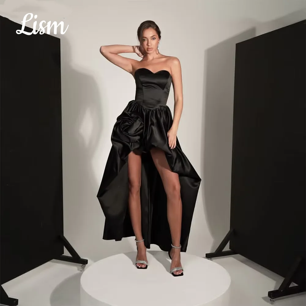 Lism Modern Black Evening Dresses for Elegant Women Chic High/Low Prom Gown Pleat Satin Special Occasion Customized Party Dress
Lism Modern Black Evening Dresses for Elegant Women Chic High/Low Prom Gown Pleat Satin Special Occasion Customized Party Dress