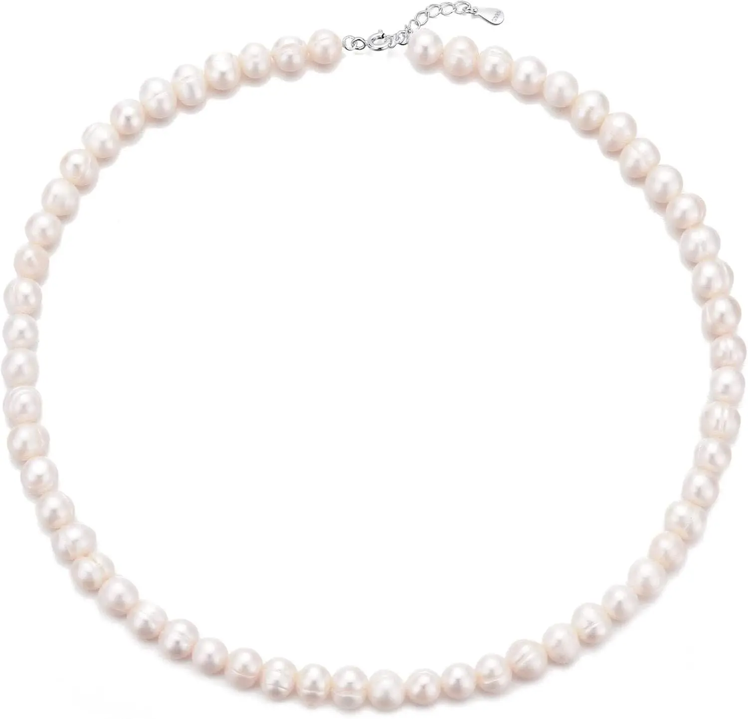 Sterling Silver White Pearl Choker Strand Necklace
Sterling Silver White Pearl Choker Strand Necklace
