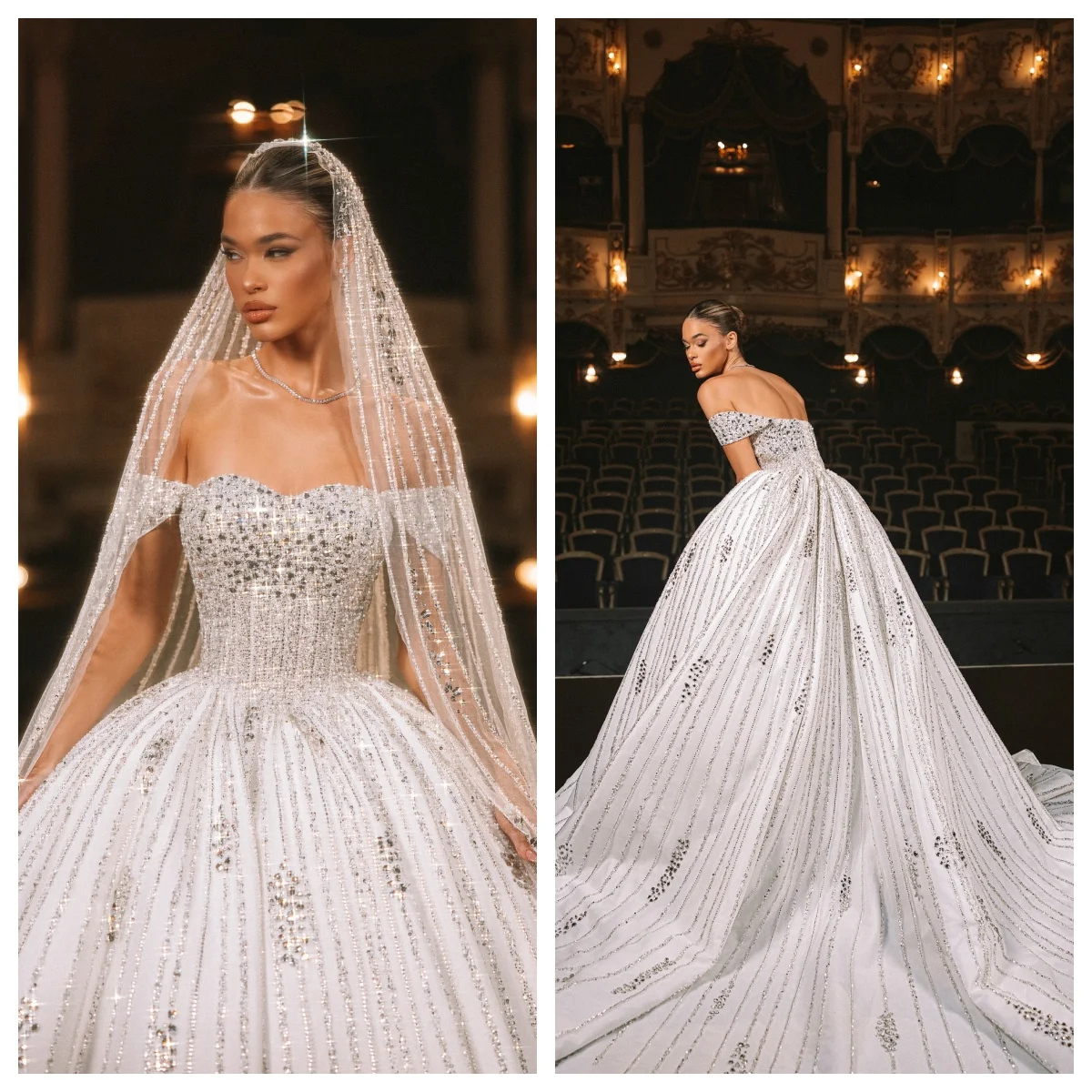 Exquisite Beads Rhinestones Wedding Dress Illusion Off The Shoulder Bride Robe Customized Long Bridal Gown Robe De Mariée
Exquisite Beads Rhinestones Wedding Dress Illusion Off The Shoulder Bride Robe Customized Long Bridal Gown Robe De Mariée