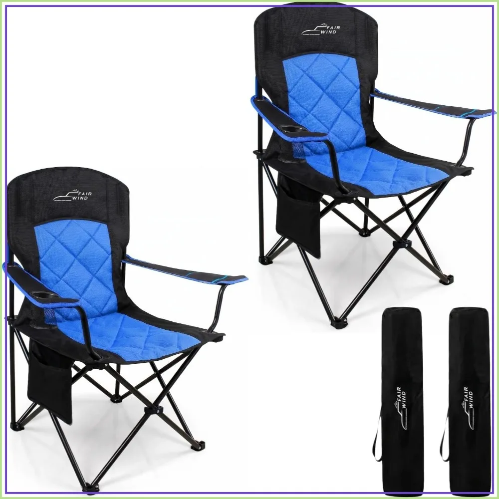 Heavy Duty Camping Chair 2 Pack 400LBS Capacity, Padded Portable Chair with Side Pocket & Cup Holder for Outdoor, Beach, Sports
Heavy Duty Camping Chair 2 Pack 400LBS Capacity, Padded Portable Chair with Side Pocket & Cup Holder for Outdoor, Beach, Sports
