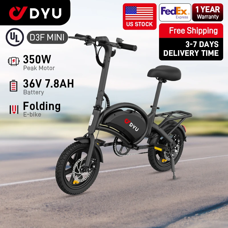 【1 Year Warranty】DYU D3F Electric Bicycle Peak 500W Motor 36V7.8AH Lithium Battery Electric Bike,20mph city E-bike UL2849
【1 Year Warranty】DYU D3F Electric Bicycle Peak 500W Motor 36V7.8AH Lithium Battery Electric Bike,20mph city E-bike UL2849