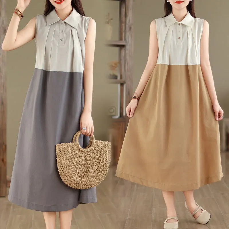 2024 Women's Summer New Retro Artistic Polo Collar Color Matching Fashion Casual Simple Dress
2024 Women's Summer New Retro Artistic Polo Collar Color Matching Fashion Casual Simple Dress
