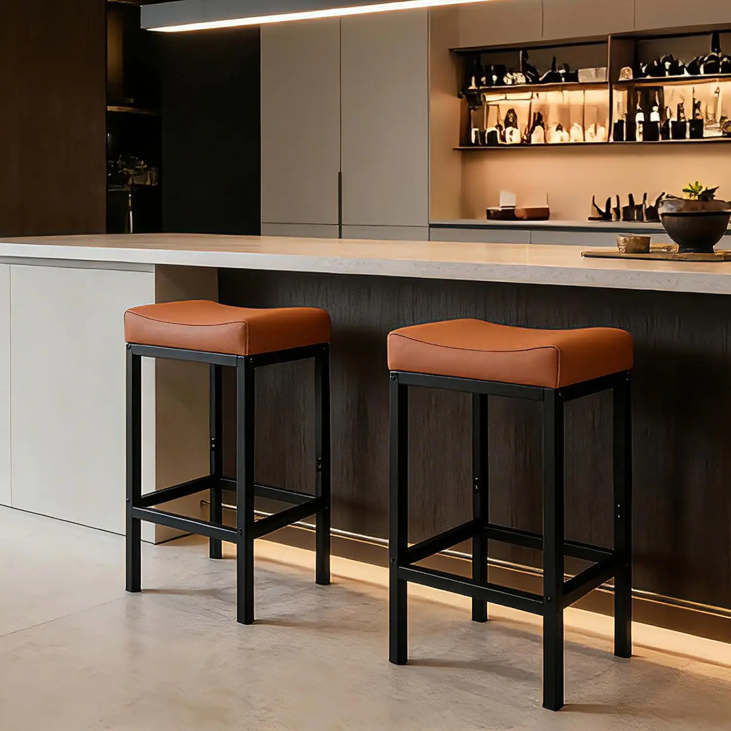 Bar Stools Set of 2, 24 Inch Backless Counter Height Bar Stools with Soft Faux Leather Seat, 300 LB Heavy Duty, Customized
Bar Stools Set of 2, 24 Inch Backless Counter Height Bar Stools with Soft Faux Leather Seat, 300 LB Heavy Duty, Customized