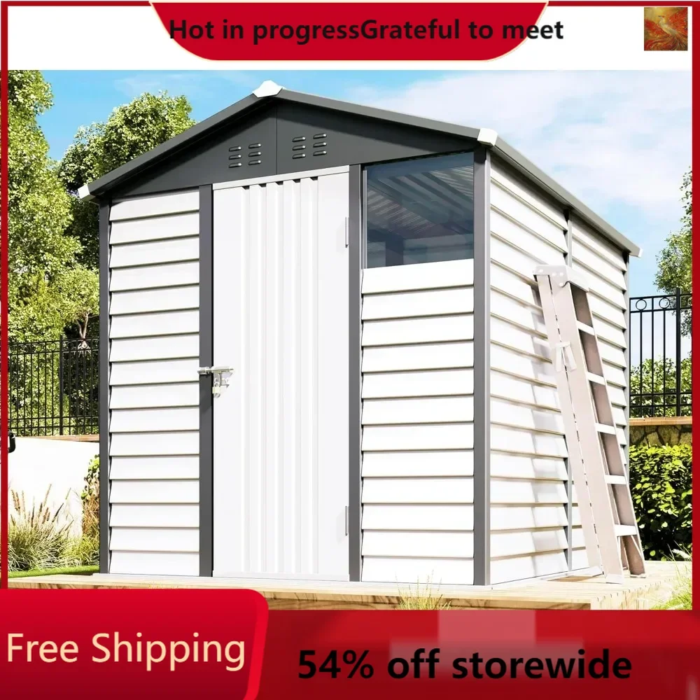 6.4x9x7 FT Outdoor Storage Shed Blinds Design Metal Shed with Hinged Door Clear Window Shelter for Backyard Garden Patio
6.4x9x7 FT Outdoor Storage Shed Blinds Design Metal Shed with Hinged Door Clear Window Shelter for Backyard Garden Patio