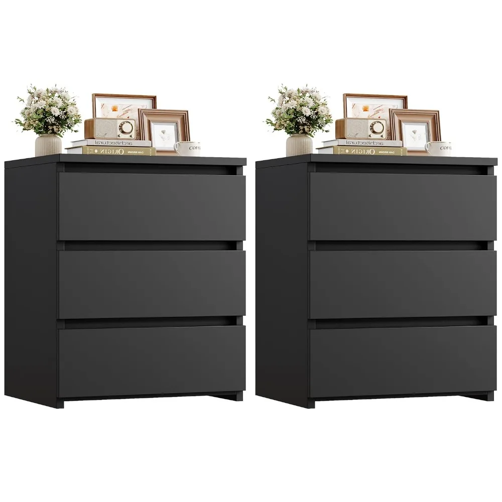 Nightstands Set of 2 with 3 Drawers, Black Nightstand Bedside Table Set of 2 for Bedroom, 17.7W*15D*21.7H Bedroom, Customized
Nightstands Set of 2 with 3 Drawers, Black Nightstand Bedside Table Set of 2 for Bedroom, 17.7W*15D*21.7H Bedroom, Customized