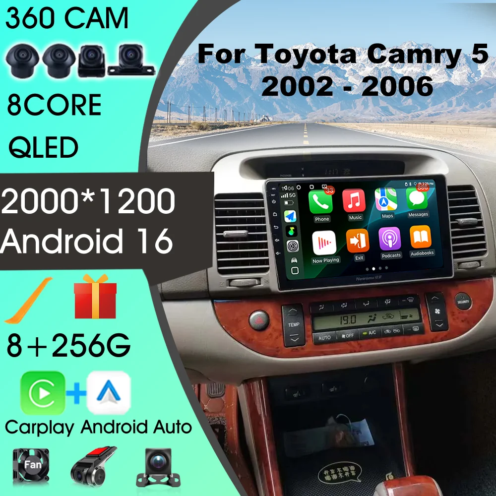 Автомагнитола Android 16 с CarPlay и Auto, 9 дюймов, для Toyota Camry 5 XV 30 2001-2006, стерео FM DSP GPS навигация, CarPlay, 4G, Wi-Fi
Автомагнитола Android 16 с CarPlay и Auto, 9 дюймов, для Toyota Camry 5 XV 30 2001-2006, стерео FM DSP GPS навигация, CarPlay, 4G, Wi-Fi