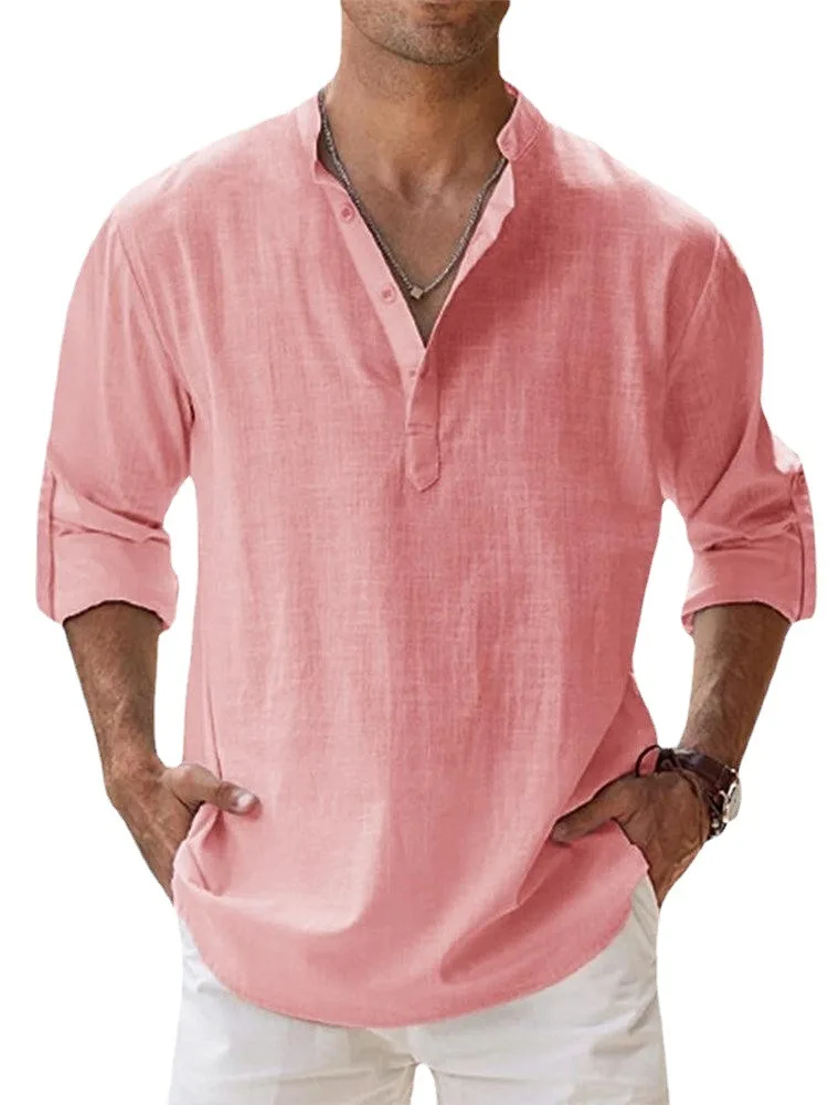 Linen Shirt Men's Casual Shirt Standing Collar Long Sleeved Shirt V-neck Cotton Linen Pullover Mens Drawstring Sleeve Shirt
Linen Shirt Men's Casual Shirt Standing Collar Long Sleeved Shirt V-neck Cotton Linen Pullover Mens Drawstring Sleeve Shirt