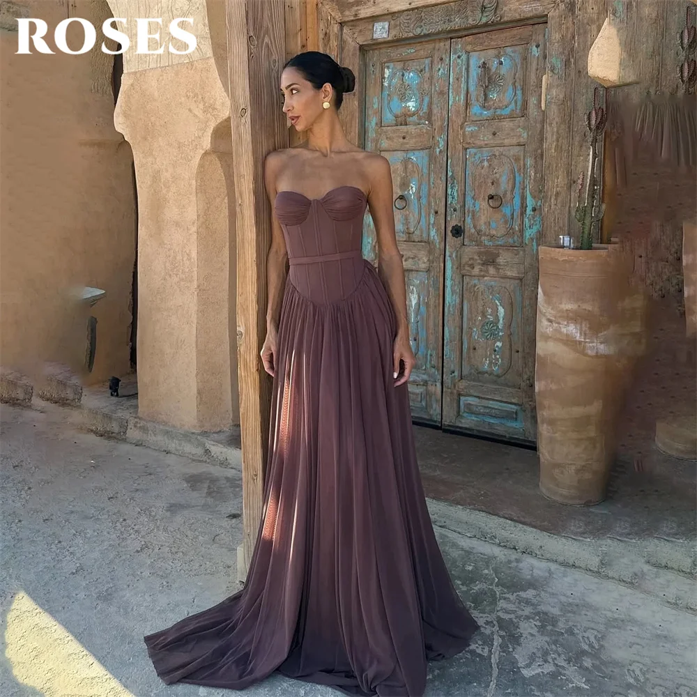 ROSES Brown Evening Dress Sweetheart Sleeveless Party Dresses A Line Chiffon Flowing Prom Gown Ruched robes du soir Customized
ROSES Brown Evening Dress Sweetheart Sleeveless Party Dresses A Line Chiffon Flowing Prom Gown Ruched robes du soir Customized