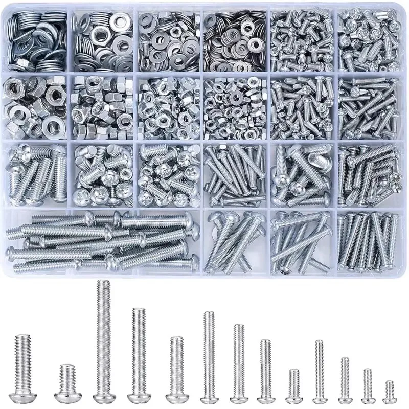1080PCS Metric Screw Nut Set with Flat Washers for Machines M3/M4/M5 - Assorted Sizes of Machine Screws Nuts And Flat Washers
1080PCS Metric Screw Nut Set with Flat Washers for Machines M3/M4/M5 - Assorted Sizes of Machine Screws Nuts And Flat Washers