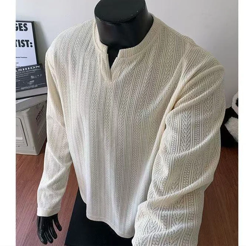 Осень-зима, мужская полосатая футболка с v-образным вырезом и длинными рукавами, винтажная многослойная нижняя рубашка, мужской дышащий пуловер
Осень-зима, мужская полосатая футболка с v-образным вырезом и длинными рукавами, винтажная многослойная нижняя рубашка, мужской дышащий пуловер