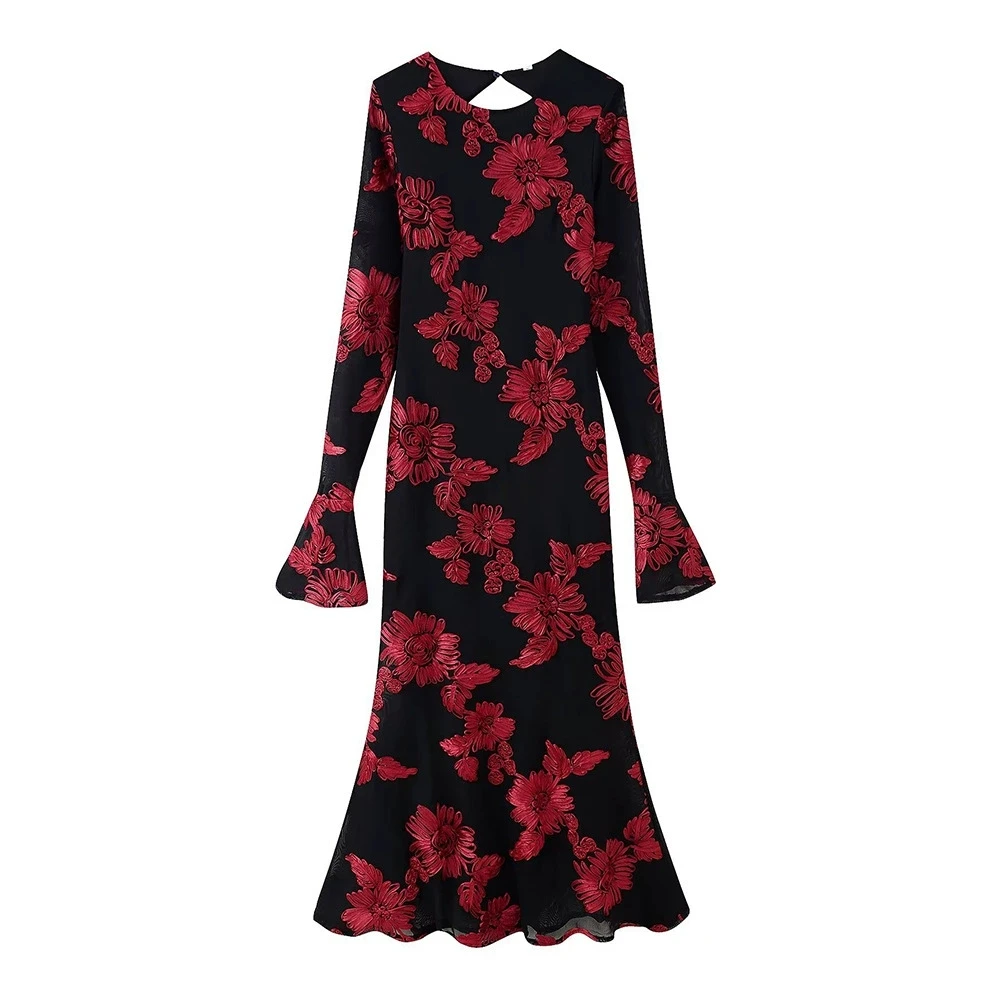 Fashion Women's High Jacquard Embroidered Evening Dresses Backless Evening Party Long Sleeve Dress Female Party Banquet Dresses
Fashion Women's High Jacquard Embroidered Evening Dresses Backless Evening Party Long Sleeve Dress Female Party Banquet Dresses