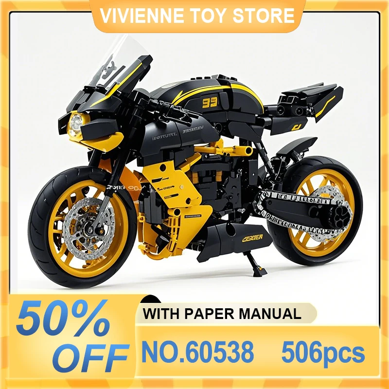 New MOC 60531 Technical Motorcycle Scale 1:5 Model Building Blocks Bricks Diy Puzzle Toy Birthday Gifts Desktop Ornament
New MOC 60531 Technical Motorcycle Scale 1:5 Model Building Blocks Bricks Diy Puzzle Toy Birthday Gifts Desktop Ornament