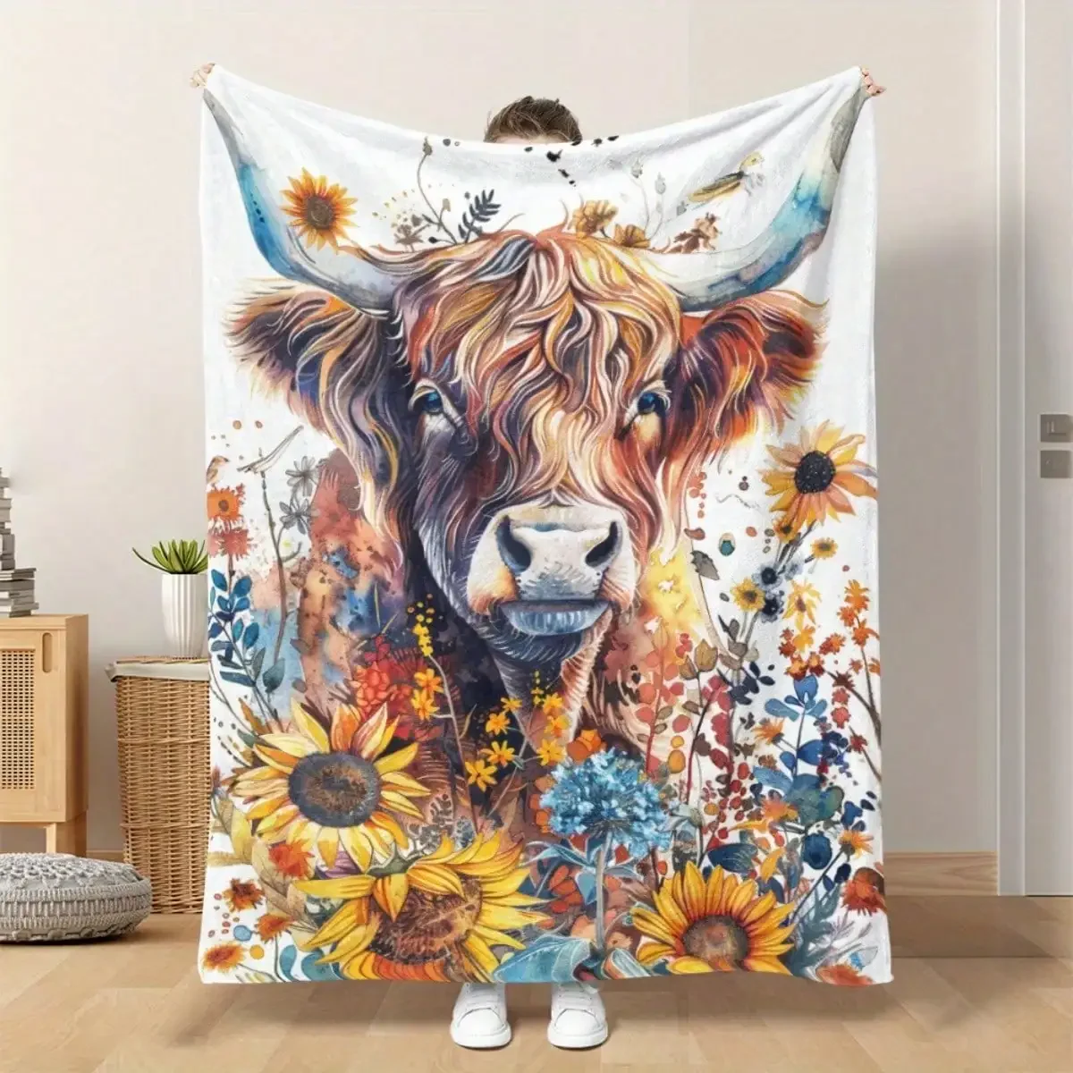 Highland Cow Watercolor Print Blanket Soft Cozy Throw with Sunflower Floral Nature Wildlife Design pc
Highland Cow Watercolor Print Blanket Soft Cozy Throw with Sunflower Floral Nature Wildlife Design pc