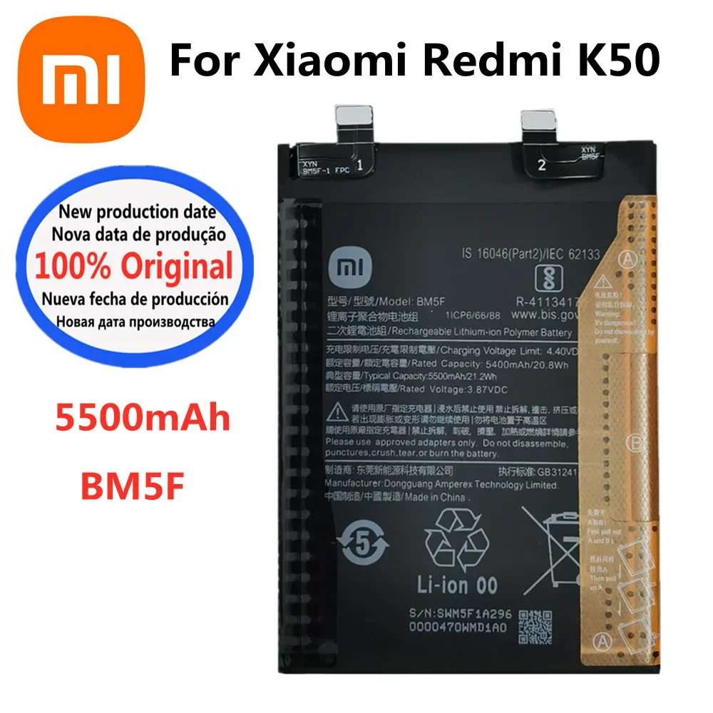 Новый 100% оригинальный аккумулятор BM5F для телефона Xiaomi Redmi K50 Batteria 5500 мАч
Новый 100% оригинальный аккумулятор BM5F для телефона Xiaomi Redmi K50 Batteria 5500 мАч