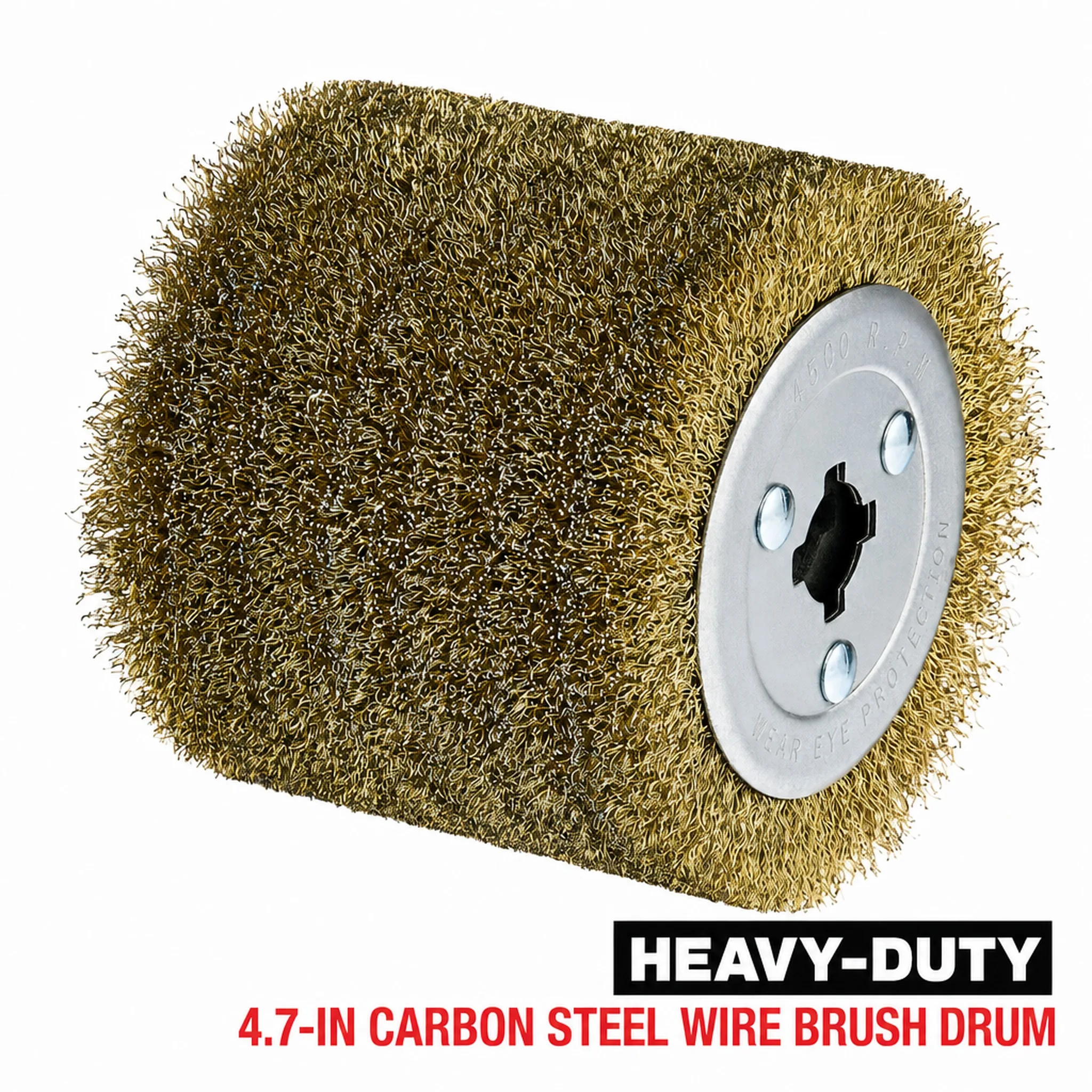 4.7-inch by 4-inch carbon steel wire brush drum for surface conditioning
4.7-inch by 4-inch carbon steel wire brush drum for surface conditioning