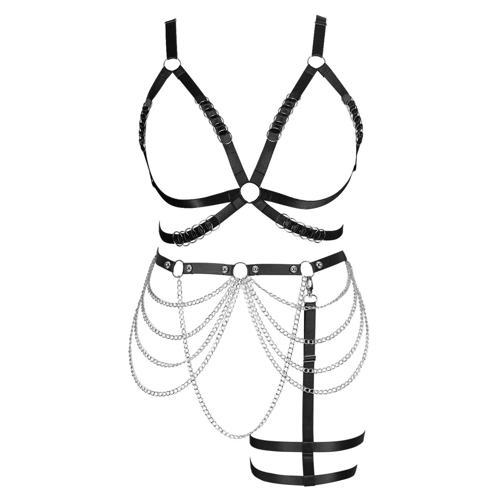 Women 2pcs Black Top Harness Set Fetish Sexy Underwear Garter Belts Straps Bra Garter Body Belts Waist Body Bondage Cage
Women 2pcs Black Top Harness Set Fetish Sexy Underwear Garter Belts Straps Bra Garter Body Belts Waist Body Bondage Cage