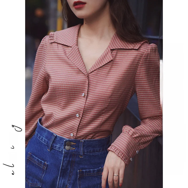 Elwing Original Spring 2026 Women's Vintage Preppy Style Wine Red Plaid Stand Collar Shirt Inner Wear Fashion Ladies' Blouse
Elwing Original Spring 2026 Women's Vintage Preppy Style Wine Red Plaid Stand Collar Shirt Inner Wear Fashion Ladies' Blouse