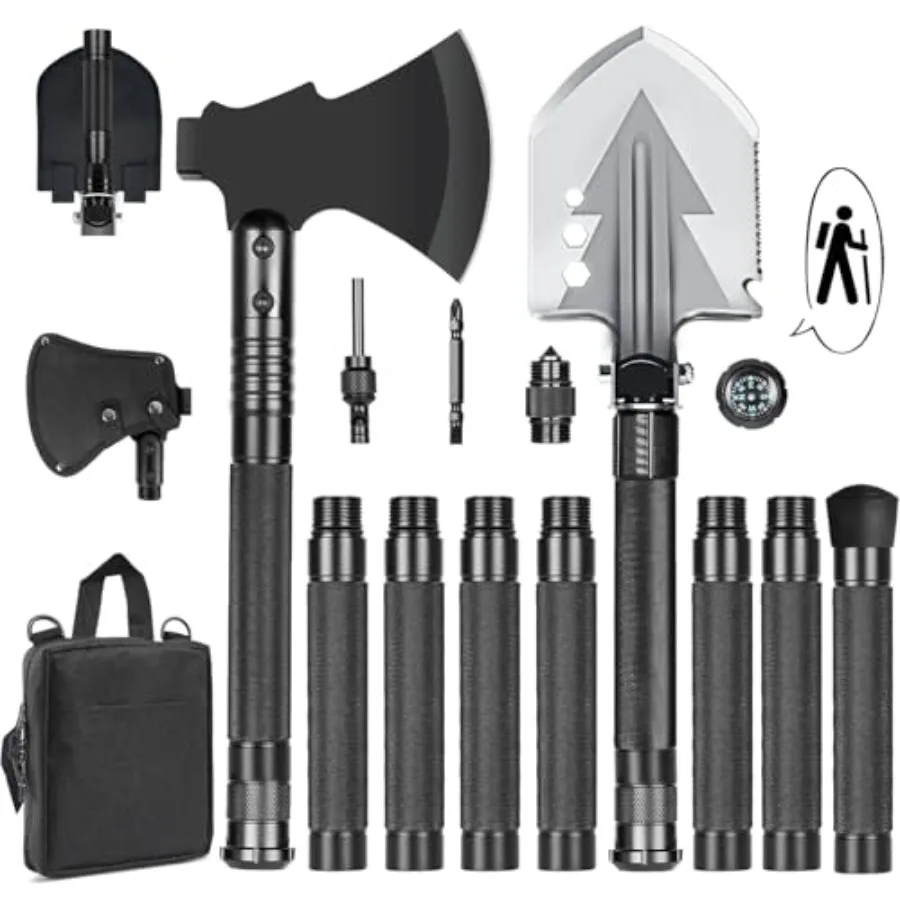 20 in 1 Multitool Survival kit Camping Shovel Military Axe 55" Trekking Pole Foldable Spade with Portable Bag and Hatchet for C
20 in 1 Multitool Survival kit Camping Shovel Military Axe 55" Trekking Pole Foldable Spade with Portable Bag and Hatchet for C