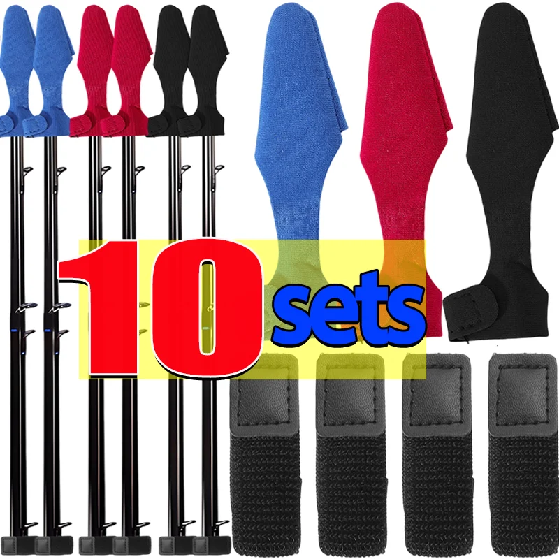 Fishing Rod Protective Cover and Strap Set Nylon Material Shockproof Scratch Resistant for Lure Rods High Elasticity Design