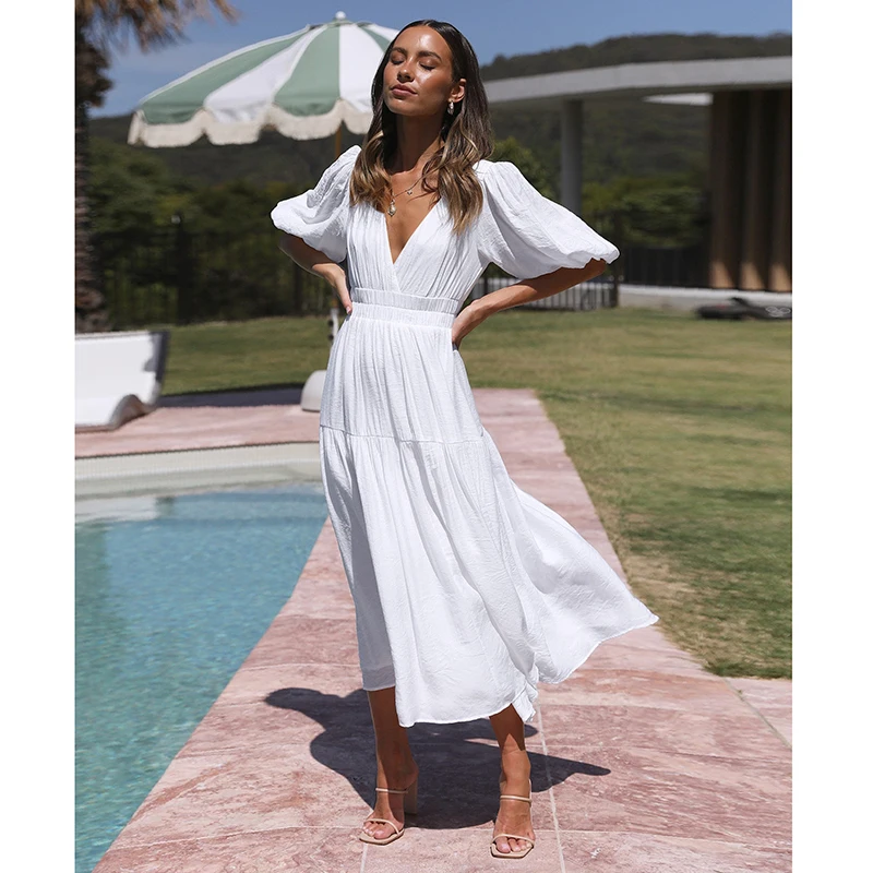 2025 Hot Selling Summer New Product, High-end Deep V Bubble Sleeve Vacation Dress
2025 Hot Selling Summer New Product, High-end Deep V Bubble Sleeve Vacation Dress