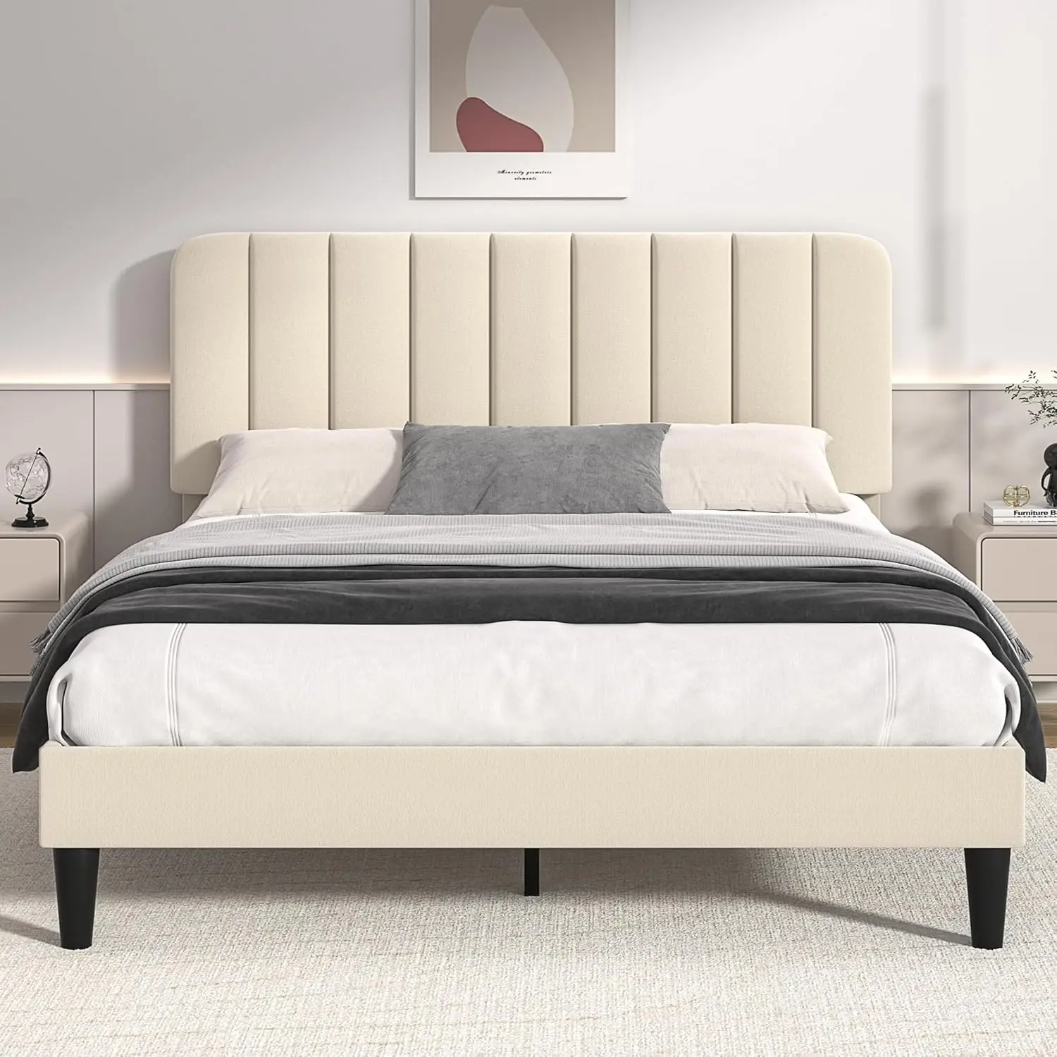 Vecelo Full Size Upholstered Bed Frame With Adjustable Headboard, Velvet Platform Bedframe Mattress Foundation, Strong Wood
Vecelo Full Size Upholstered Bed Frame With Adjustable Headboard, Velvet Platform Bedframe Mattress Foundation, Strong Wood