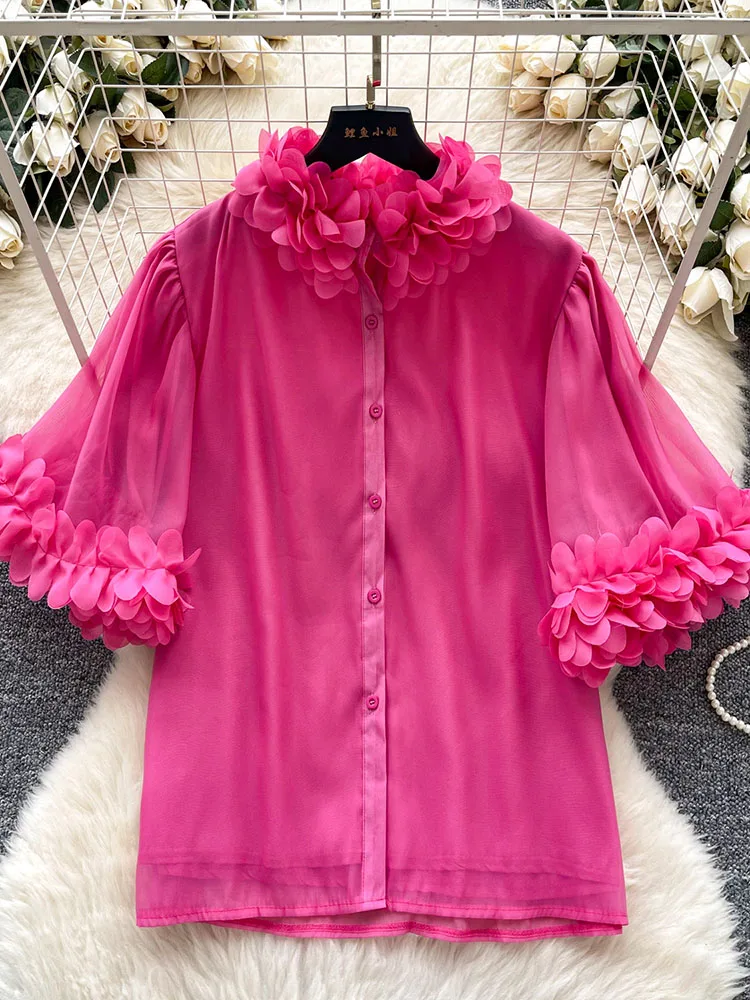 French light luxury three-dimensional flower bud trumpet sleeve shirt women's gentle style niche elegant mesh shirt women's top
French light luxury three-dimensional flower bud trumpet sleeve shirt women's gentle style niche elegant mesh shirt women's top