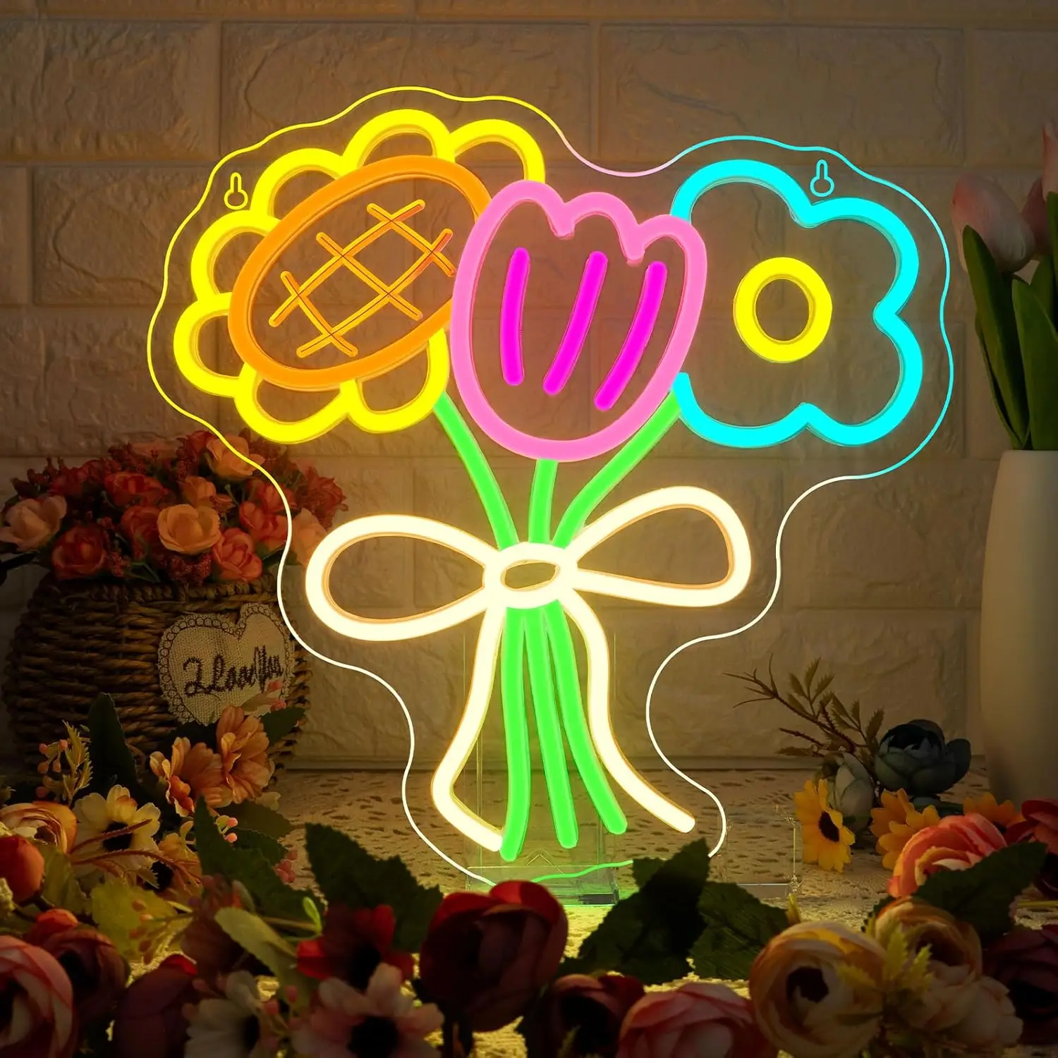 Bouquet Neon Light Sign USB Dimmable LED Neon Sign Wall Decoration for Bedroom Gameroom Livingroom Birthday Party Gifts
Bouquet Neon Light Sign USB Dimmable LED Neon Sign Wall Decoration for Bedroom Gameroom Livingroom Birthday Party Gifts