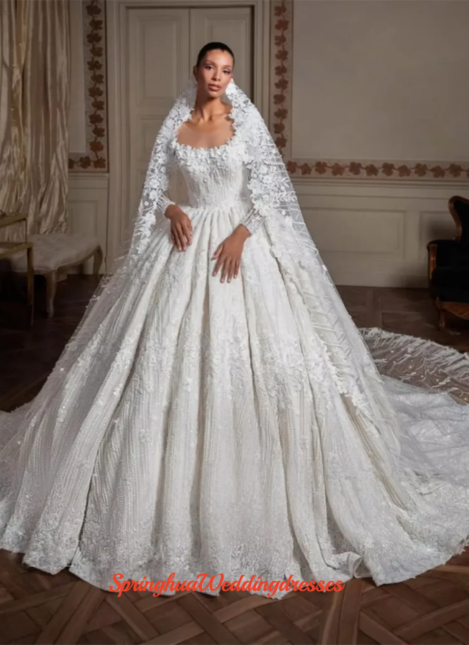 Mocaca Customized Luxurious Wedding Dress With Embroidery Bead Princess Ballgown O-Neck Bride Dress Vestido de novia
Mocaca Customized Luxurious Wedding Dress With Embroidery Bead Princess Ballgown O-Neck Bride Dress Vestido de novia