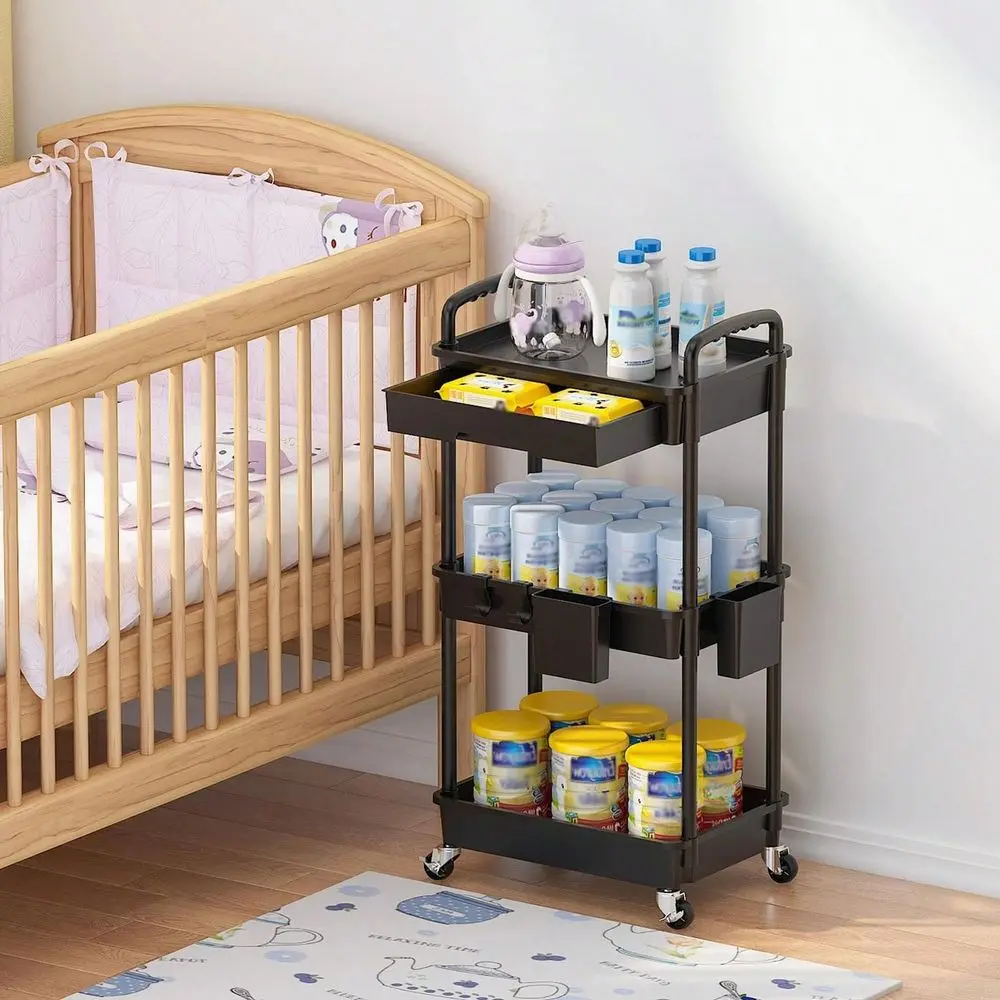 Rolling Utility Cart With Detachable Drawer Plastic Storage Organizer With 360 Rotating Wheels 2 With Brakes, Humanized Handles
Rolling Utility Cart With Detachable Drawer Plastic Storage Organizer With 360 Rotating Wheels 2 With Brakes, Humanized Handles