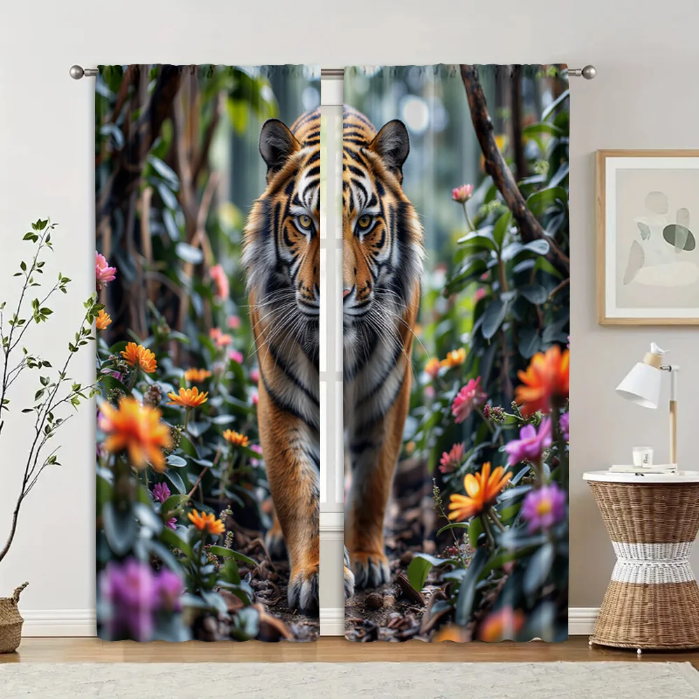 2 pcs, filtering curtains (excluding rods, non-movable, without batteries) Tiger in the Forest Fabric for use in bedrooms and
2 pcs, filtering curtains (excluding rods, non-movable, without batteries) Tiger in the Forest Fabric for use in bedrooms and
