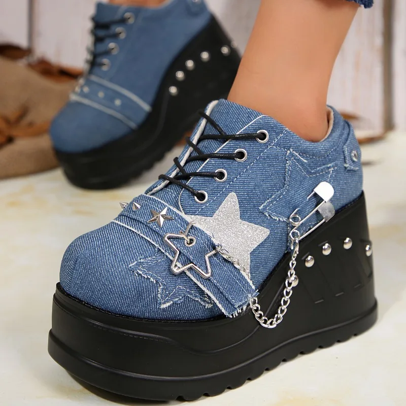 Punk Metal Chain Thick Sole Ankle Boots for Women Winter Thick Sole Cowboy Boots for Women Black Gothic Rivet Chain High Heels
Punk Metal Chain Thick Sole Ankle Boots for Women Winter Thick Sole Cowboy Boots for Women Black Gothic Rivet Chain High Heels