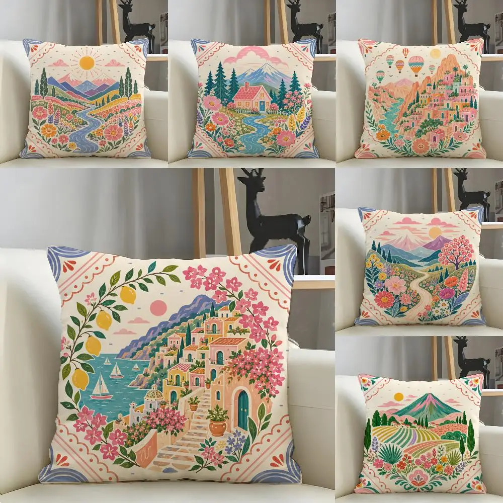 Nature Flowers Mountain Lake Colorful Cushion Cover Natural Linen Organic Fabric Double-Sided Printing Breathable For Decor
Nature Flowers Mountain Lake Colorful Cushion Cover Natural Linen Organic Fabric Double-Sided Printing Breathable For Decor
