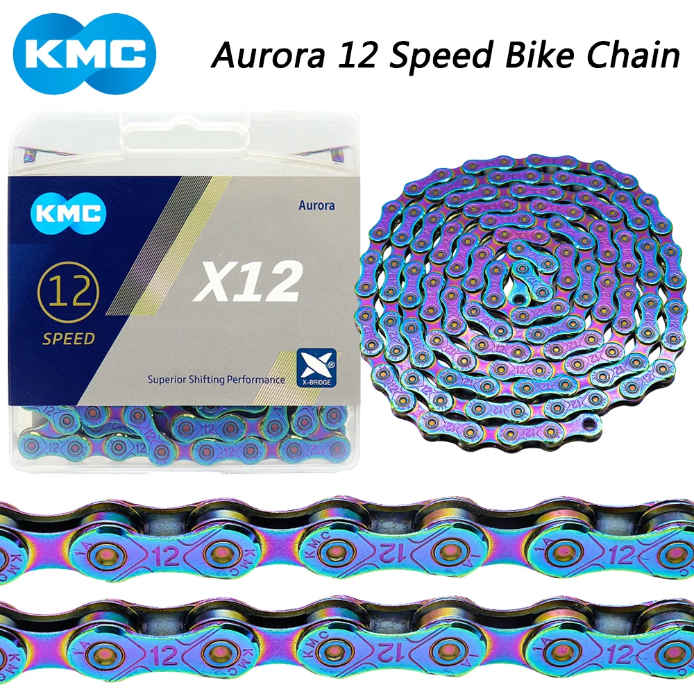12-скоростная велосипедная цепь KMC X12, цветная велосипедная цепь Aurora для дорожного горного велосипеда, 126 звеньев с быстрой связью, Оригинальные велосипедные детали
12-скоростная велосипедная цепь KMC X12, цветная велосипедная цепь Aurora для дорожного горного велосипеда, 126 звеньев с быстрой связью, Оригинальные велосипедные детали