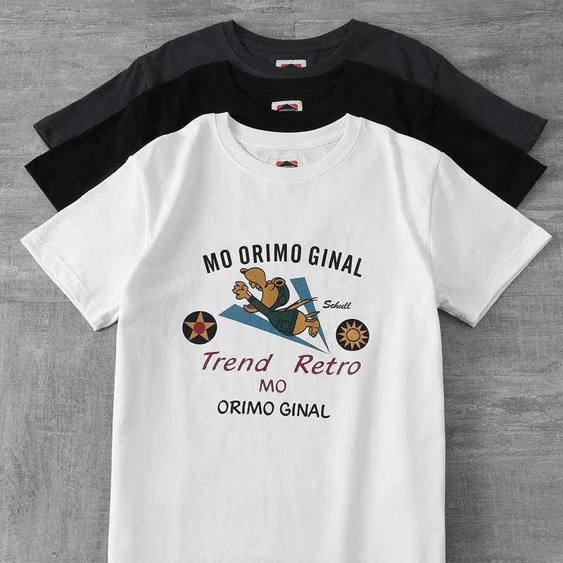 Summer New American Retro Short-sleeved O-neck Printed T-shirt Men's Fashion Simple 100% Cotton Washed Old Loose Casual Tops
Summer New American Retro Short-sleeved O-neck Printed T-shirt Men's Fashion Simple 100% Cotton Washed Old Loose Casual Tops