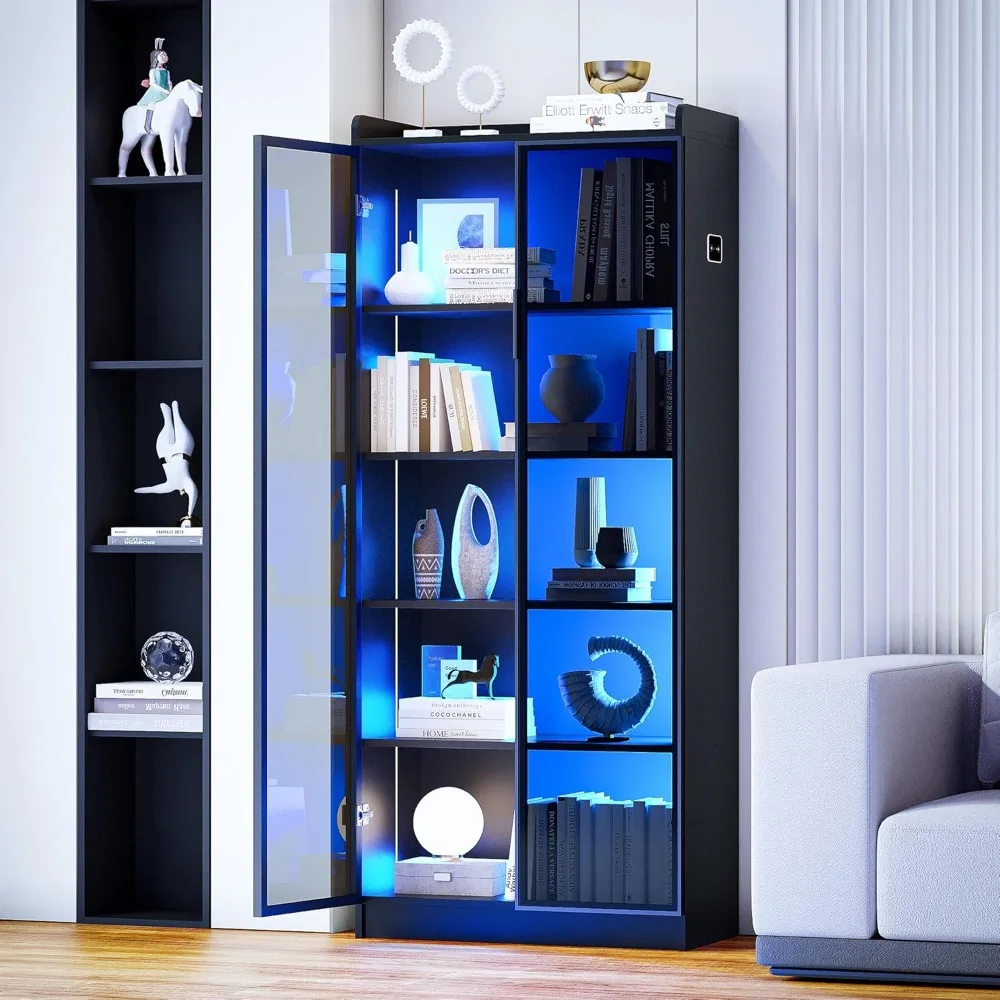 65" Display Cabinet with Acrylic Glass Door, LED Bookcase with Human Sensor 3-Color Lights, 5-Tier Curio Storage Cabinet
65" Display Cabinet with Acrylic Glass Door, LED Bookcase with Human Sensor 3-Color Lights, 5-Tier Curio Storage Cabinet